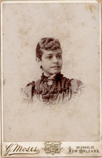 Portrait of Mamie Thompson by photographer G. Moses, New Orleans, Louisiana, circa 1880s.