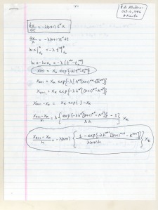 Calculations from Mickens' "Nonlinear Differential and Difference Equations" article, October 6, 1986